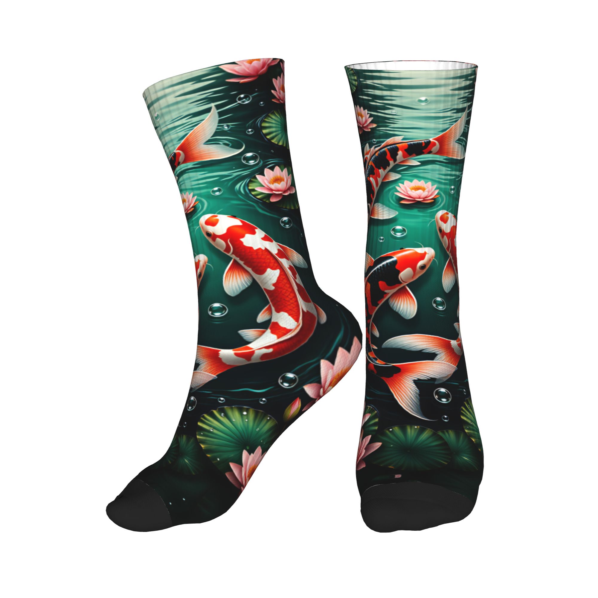 Dress Sock Men - 三鯉蓮暗池風水ドレスソックス男性用女性用暖かいファッションクルーソックス