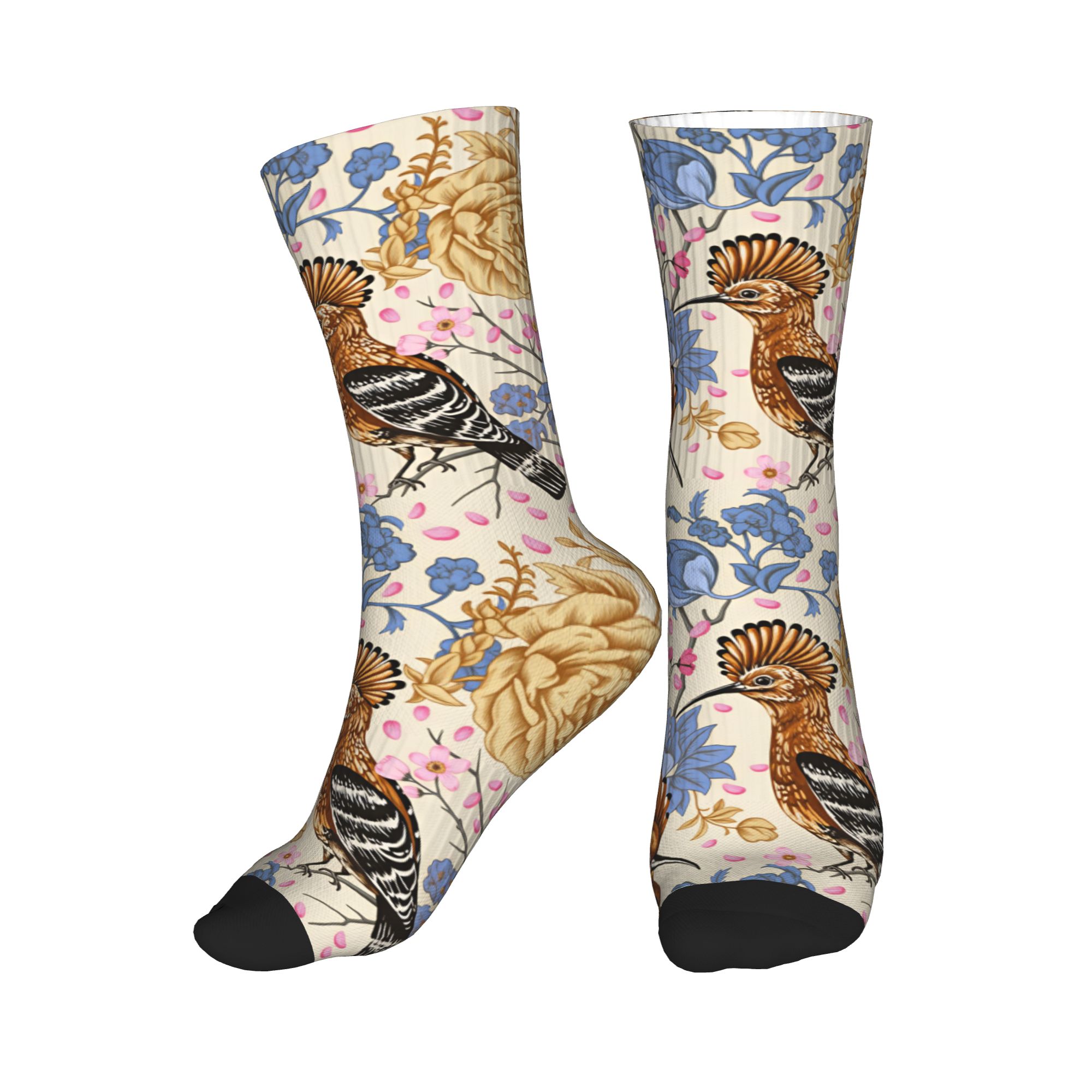 Dress Sock Men - ホープーバード ブルーピオニー ヴィンテージ花柄ドレスソックス メンズ レディース 暖かいファッション