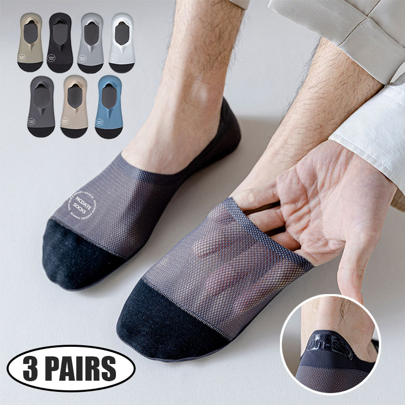 3 ペアメンズ超快適ソリッドカラーインビジブルソックスメッシ - No Show Sock Women のレビューと価格