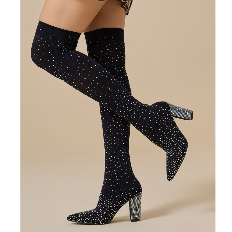 アネイケ クリスタル オーバーニーソックスブーツ ポインテッ - Knee High Sock Women のレビューと価格